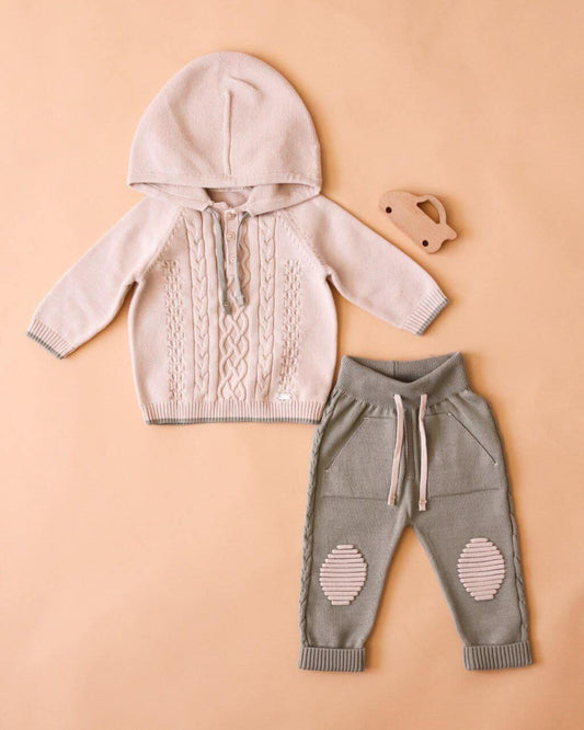 Cotton Cable Knit Hoodie Set - Baby Chic Boutique